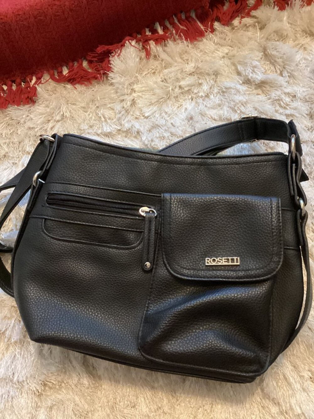 Rosetti Black, Leather Shoulder Bag, Crossbody Bag